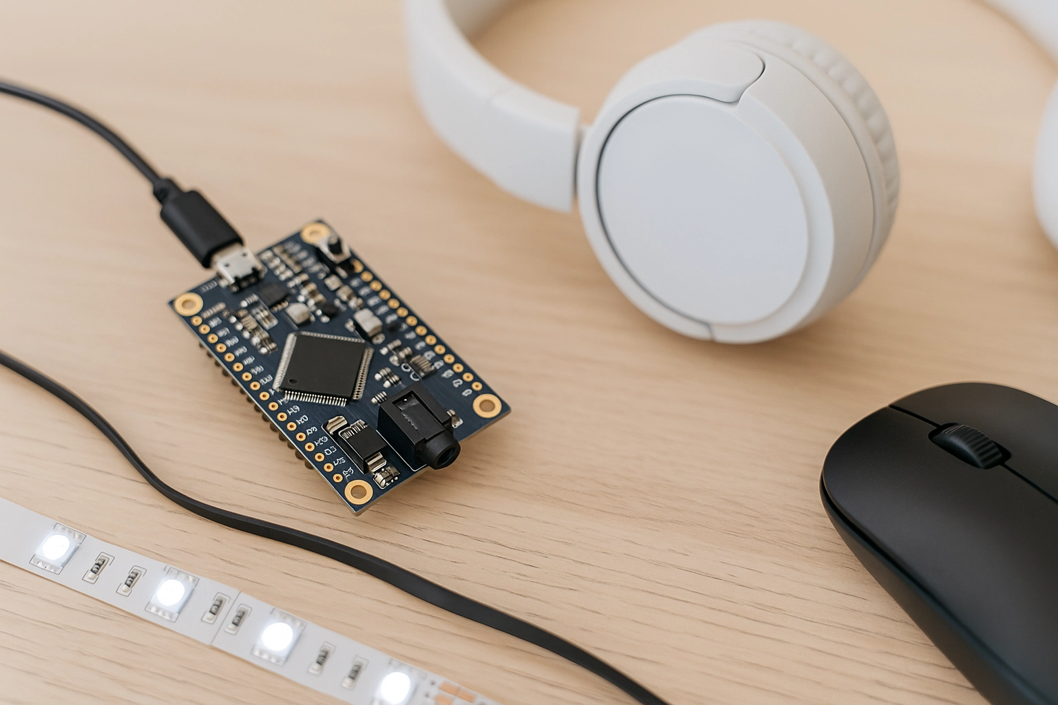 Electronic components, motherboard, peripherals and LEDs illustrating VTK Global Supply’s IT & Electronics sector