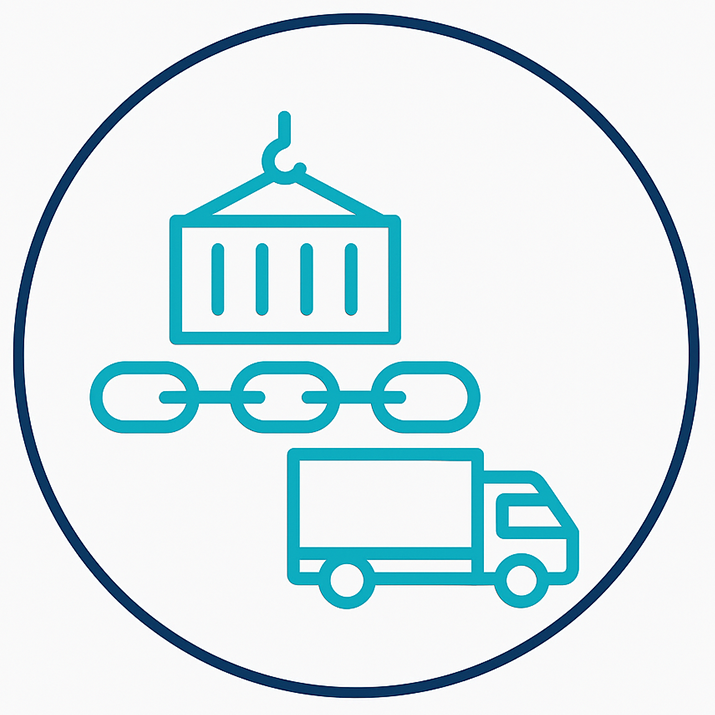 Supply chain icon symbolizing VTK Global Supply’s integrated logistics and end-to-end supply chain
