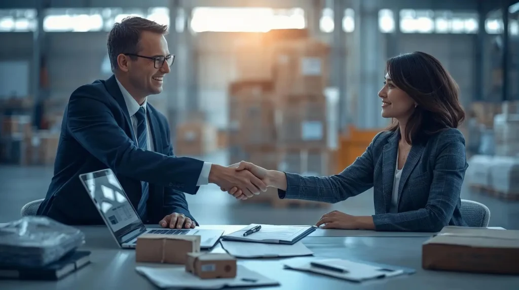 Professional meeting between business partners illustrating VTK Global Supply collaboration for China sourcing and international purchasing