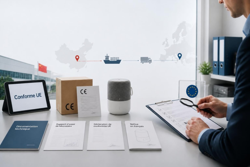 Vérification de la conformité CE et des documents pour le dropshipping de produits importés de Chine vers la France